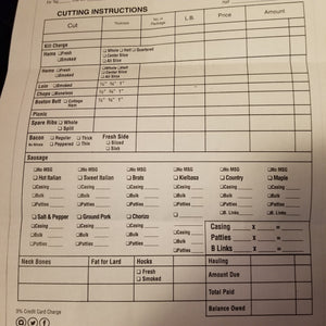 Pork Order Form- Purchase Now!!