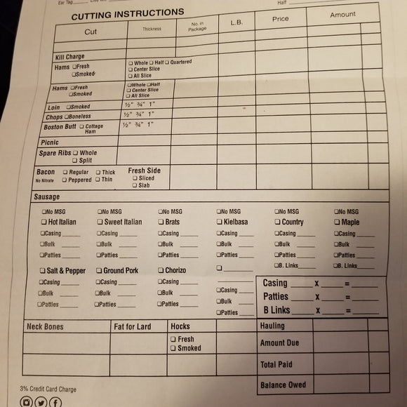 Pork Order Form- Purchase Now!!