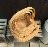  Square Round Top Wicker Country Basket Set of 3