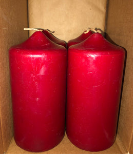 6" Set of 4 Round Red Candles