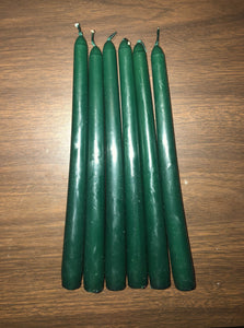 10" Set of 6 Forest Green Taper Candles