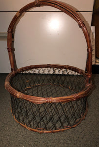 Wicker And Metal Basket With Handles